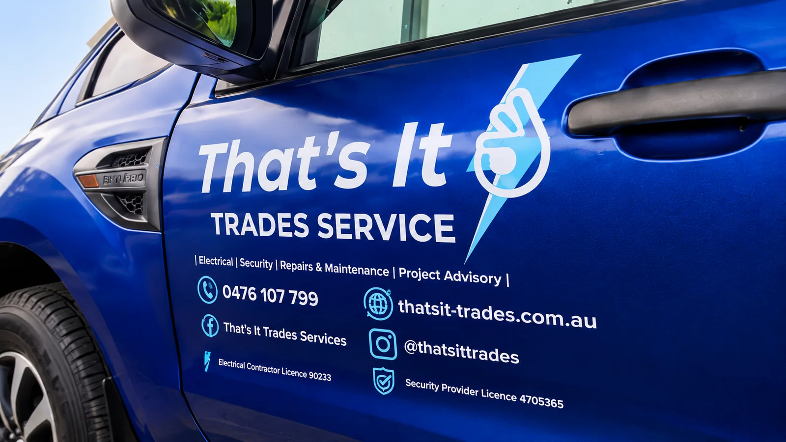 That’s It Trades Service branded work vehicle in Cairns